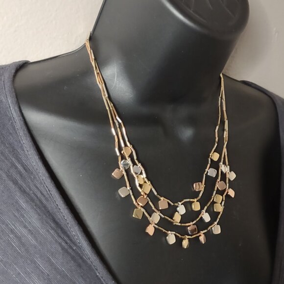 Multitone Layered Beaded Statement Necklace - Picture 4 of 6